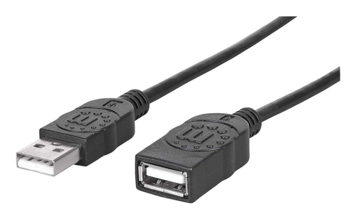 Manhattan USB-A Extension Cable, 1.8m, Male to Female, USB 2.0, 480 Mbps, Hi-Speed USB, Black, Lifetime Warranty, Equivalent to USBEXTAA6BK