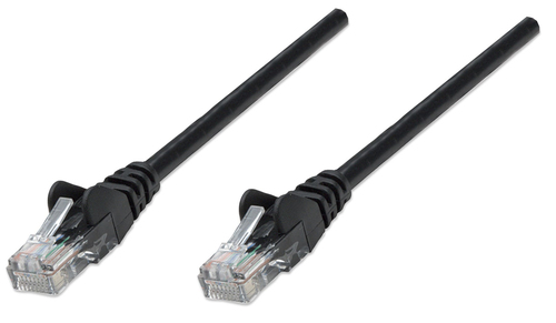 Intellinet Network Patch Cable, Cat5e, 1.5m, Black, CCA, U/UTP, PVC, RJ45, Gold Plated Contacts, Snagless, Booted, Lifetime Warranty
