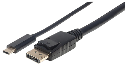 Manhattan USB-C to DisplayPort Cable, 4K@60Hz, 1m, Not Bi-Directional, Black, Three Year Warranty, Equivalent to CDP2DP1MBD