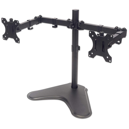 Manhattan Dual Desk Mount for TV & Monitors (Full Motion), Stand Assembly, For screens: 10-27", VESA compatibility: 75x75 and 100x100mm - check the dimensions of the four mounting holes on back of screen to ensure it fits, Max 8kg (each), Black, Bracket