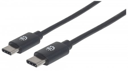 Manhattan USB-C to USB-C Cable, 50cm, USB 2.0, 480 Mbps, Hi-Speed USB, Black, Lifetime Warranty, Equivalent to USB2CC50CM