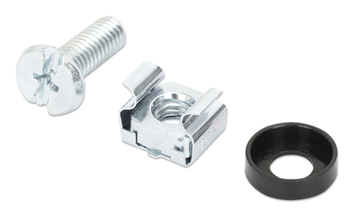 Intellinet Cage Nut Set (100 Pack), M6 Nuts, Bolts and Washers, Suitable for Network Cabinets/Server Racks, Plastic Storage Jar, Lifetime Warranty