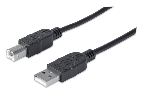 Manhattan USB-A to USB-B Cable, 5m, USB 2.0, 480 Mbps, Hi-Speed USB, Black, Lifetime Warranty, Equivalent to USB2HAB5M
