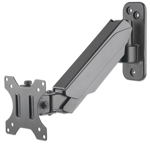 Manhattan Wall Mount for TV & Monitors (Spring Arm 2 pivots), For screens 17" to 32", VESA compatibility: 75x75mm and 100x100mm - check the dimensions of the four mounting holes on back of screen to ensure it fits, Max 8kg, Black, Bracket, Lifetime Warranty
