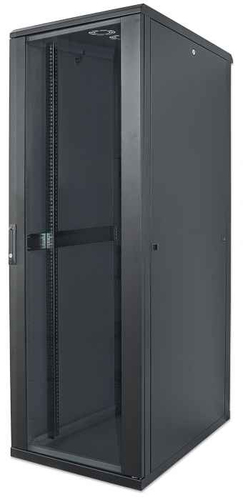 Intellinet 19" Network Cabinet - Free Standing, 26U, 600x800mm (width x depth), Black, Flatpack, Max 1500kg, Multi-Point Door Lock, One Lock Per Side Panel, Usable Depth 123 to 573mm, IP20 rated, Rack, Steel