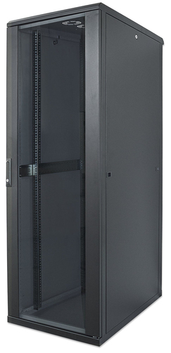 Intellinet 19" Network Cabinet - Free Standing, 36U, 800x800mm (width x depth), Black, Flatpack, Max 1500kg, Multi-Point Door Lock, One Lock Per Side Panel, Usable Depth 123 to 573mm, IP20 rated, Rack, Steel