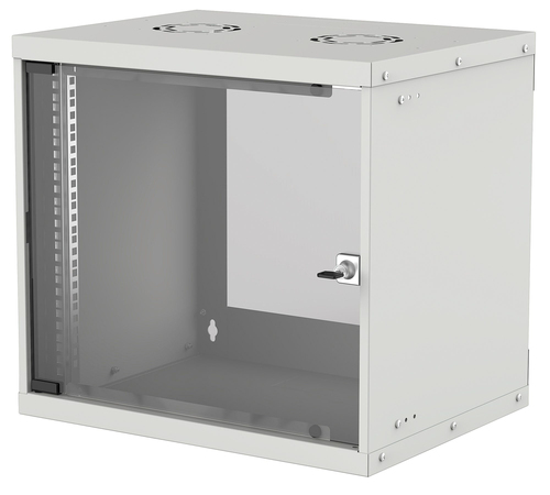 Intellinet 19" Network Cabinet - Wall Mount (Basic), 9U, 560mm Deep, Grey, Flatpack, Max 50kg, Usable Depth 500mm, Glass Door, 19" Rack, Parts for wall installation (eg screws and rawl plugs) not included