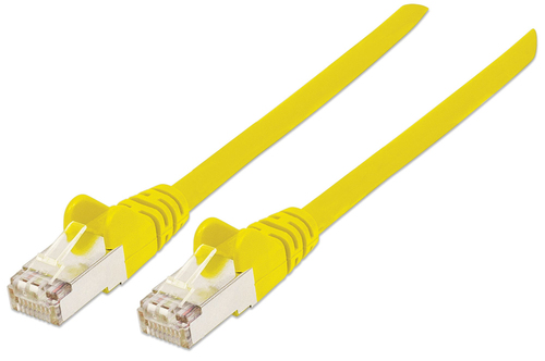 Intellinet Network Patch Cable, Cat6, 0.5m, Yellow, Copper, S/FTP, LSOH / LSZH, PVC, RJ45, Gold Plated Contacts, Snagless, Booted, Lifetime Warranty