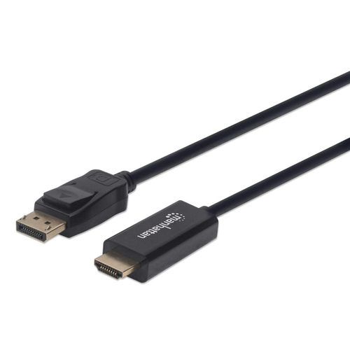 Manhattan DisplayPort 1.1 to HDMI Cable, 1080p@60Hz, 1m, DP With Latch, Black, Not Bi-Directional, Three Year Warranty