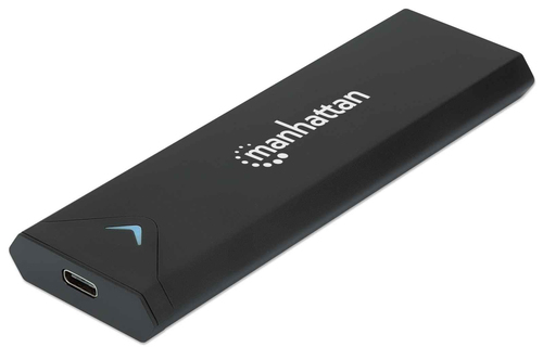 Manhattan M.2 NVMe SSD Enclosure, USB-C Female Connection, 10 Gbps (USB 3.2 Gen2 aka USB 3.1), UASP-compliant, SuperSpeed+ USB, Aluminum, Black, Three Year Warranty