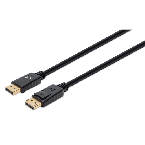 Manhattan DisplayPort 1.4 Cable, 8K@60Hz, 3m, Suitable for ALL 8K, 4K & 1080p/HD uses - when upgrading now or have it ready for when you need it, 4K@144Hz, PVC Cable, With Latches, Fully Shielded, Black, Lifetime Warranty, Equivalent to DP14MM3M