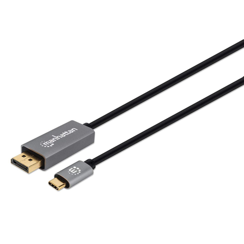 Manhattan USB-C to DisplayPort 1.4 Cable, 8K@60Hz, 2m, Not Bi-Directional, Black, Three Year Warranty, Comparable to CDP2DP146B ( 20cm longer)