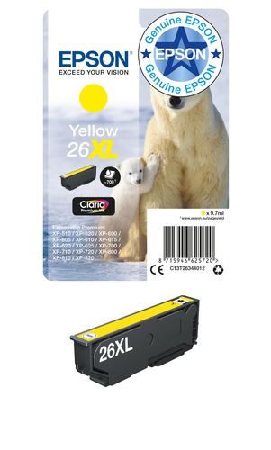 Epson Polar bear 26XL Claria Premium Single Yellow Ink