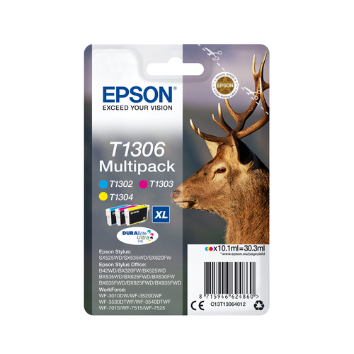 Epson Stag T1306 DURABrite Ultra Multipack 3-colours Ink