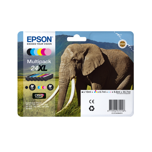 Epson Elephant 24XL Claria Photo HD Single Light Cyan Ink