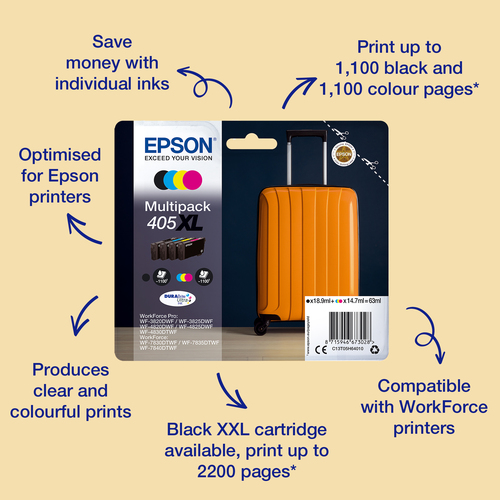 Epson Singlepack Magenta 405XL DURABrite Ultra Ink