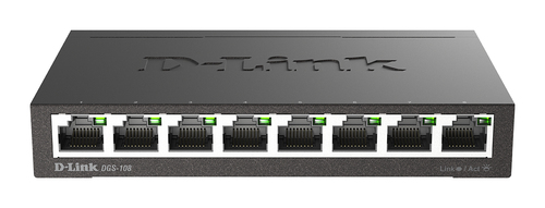 D-Link DGS-108 Unmanaged L2 Gigabit Ethernet (10/100/1000) Black