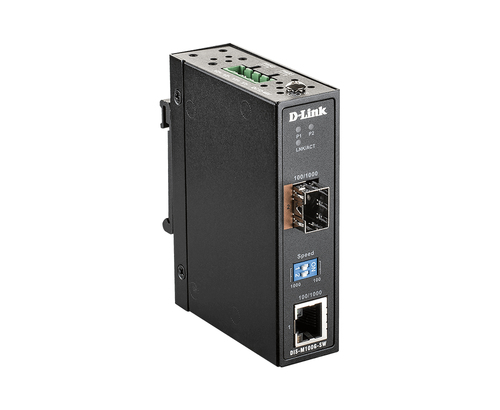 D-Link 100/1000 Mbps to SFP Industrial Media Converter with -40 to 70 °C operating range