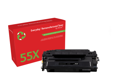 EverydayTM Mono Remanufactured Toner by Xerox compatible with HP 55X (CE255X), High capacity