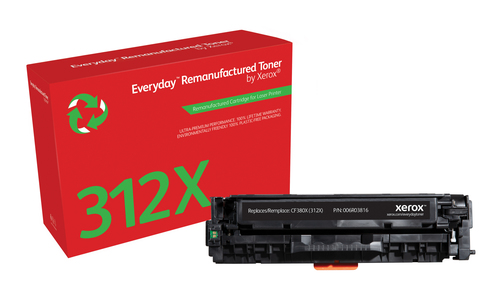 EverydayTM Black Remanufactured Toner by Xerox compatible with HP 312X (CF380X), High capacity