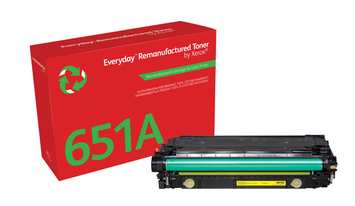 EverydayTM Yellow Remanufactured Toner by Xerox compatible with HP 651A 650A 307A (CE342A/CE272A/CE742A), Standard capacity