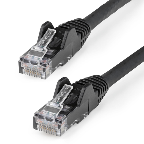 StarTech.com 15m CAT6 Ethernet Cable - LSZH (Low Smoke Zero Halogen) - 10 Gigabit 250Mhz 100W PoE RJ45 10GbE UTP Network Patch Cord Snagless with Strain Relief - Black, CAT 6, ETL Verified, 24AWG