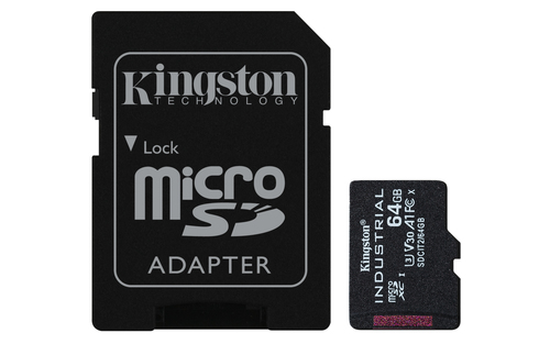 Kingston Technology 64GB microSDXC Industrial C10 A1 pSLC Card + SD Adapter