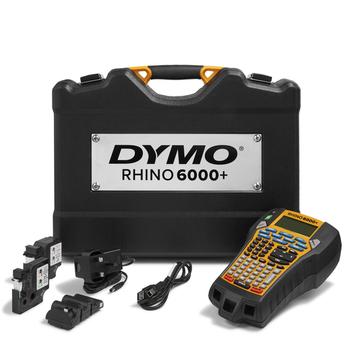 DYMO Rhino 6000+ Industrial Label Maker | Computer Connected Label Printer with Hard Carry Case | Includes 1 Vinyl Tape Cassette1 Flexible Nylon Tape Cassette and Rechargeable Lithium Ion Battery