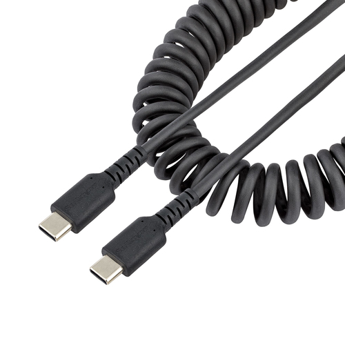 StarTech.com 1.6ft (50cm) USB-C Fast Charging Cable, Rugged, Coiled, Charge & Sync, 3A, USB 2.0, TPE Jacket and Aramid Fiber - USB C Charging Cord