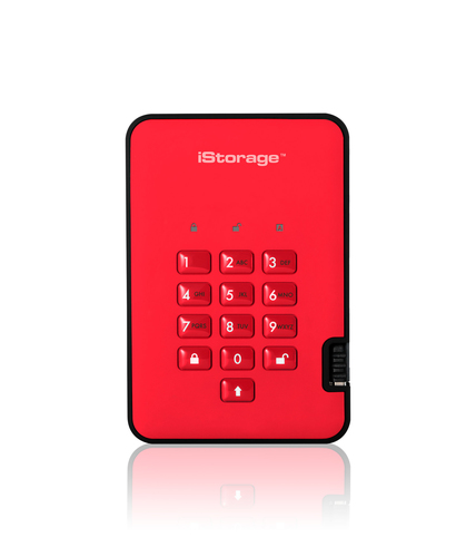 iStorage diskAshur² HDD 1TB Red | Secure Portable Hard Drive |AES-XTS 256-bit Hardware Encryption | PIN protected | OS & Platform Independent | TAA Compliant|Brute force hack defence | Dust/Water Resistant