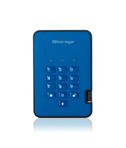 iStorage diskAshur² HDD 4TB Blue | Secure Portable Hard Drive | AES-XTS 256-bit Hardware Encryption | PIN protected | OS & Platform Independent | TAA Compliant|Brute force hack defence | Dust/Water Resistant