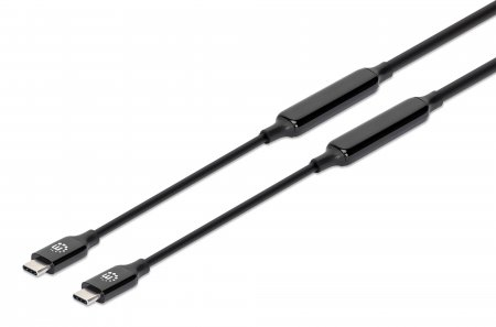 Manhattan Active USB-C to USB-C Cable, 5m, USB 3.2 Gen 2 (formerly USB 3.1 Gen 2), 10 Gbps, 3A/60W Fast Charging, SuperSpeed+ USB, DisplayPort Alt Mode Video up to 8K@60Hz, Black, Three Year Warranty