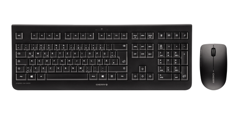 CHERRY DW 3000 keyboard Mouse included Universal RF Wireless AZERTY Belgian Black