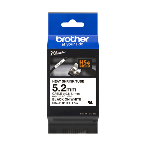 Brother HSE-211E label-making tape Black on white