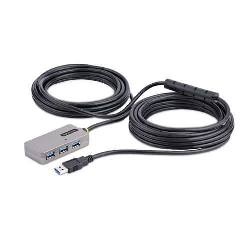 StarTech.com USB Extender Hub, 10m USB 3.0 Extension Cable with 4-Port USB-A Hub, Active/Bus Powered USB Repeater Cable, Optional 20W Power Supply Included, ESD Protection - TAA