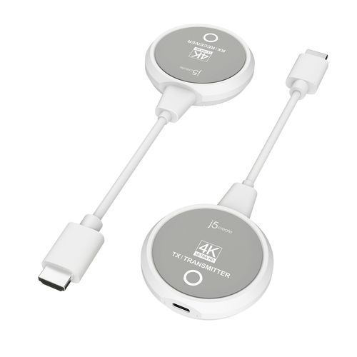 j5create JVAW75 ScreenCast 4K Wireless Display HDMI™ Extender, grey/white