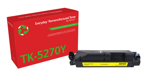 EverydayTM Yellow Remanufactured Toner by Xerox compatible with Kyocera TK-5270Y, Standard capacity