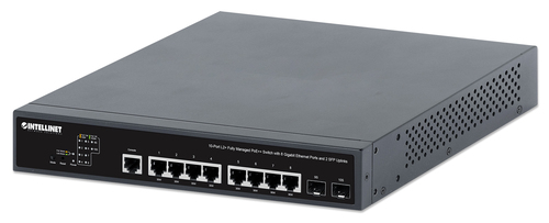 Intellinet 10-Port L2+ Fully Managed PoE++ Switch with 8 Gigabit Ethernet Ports and 2 SFP Uplinks (with UK power cord)