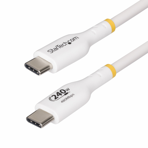 StarTech.com 3.3ft (1m) USB-C Charging Cable, Charge & Sync, 240W (5A) PD EPR, USB 2.0 Laptop Charger Cable, USB-IF Certified, TPE Jacket - White USB C Charging Cord