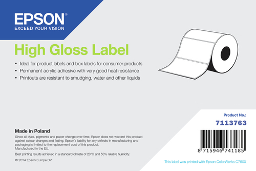 Epson High Gloss Label, Die-Cut Roll, 210mm x 297mm, 194 Labels