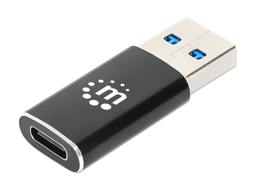 Manhattan USB-C Female to USB-A Male Adapter, USB 3.2 Gen 2 (formerly USB 3.1 Gen 2), 10 Gbps, SuperSpeed+ USB, Black, Lifetime Warranty