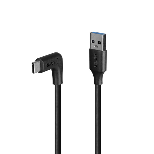 Lindy 0.5m USB 3.2 Type A to C Cable, 90° Right Angle, 10Gbps