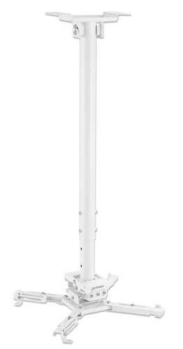 Manhattan Projector Mount, Ceiling, Universal, Full Motion, Height Range: 745 to 1145mm, Max 35kg, White, 360° rotation, +/-20° Tilt, and +/-8° Swivel, Lifetime Warranty