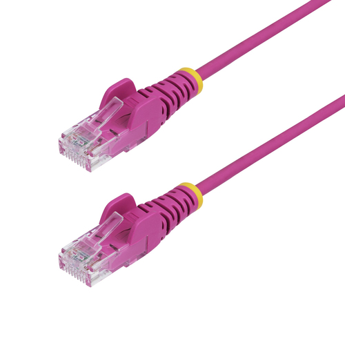 StarTech.com 3m Pink Slim CAT6 Ethernet Cable, Snagless, 100W PoE, UTP, LSZH, 28AWG Pure Bare Copper Wire, Slim RJ45 Network Patch Cord w/Strain Reliefs, Individually Tested