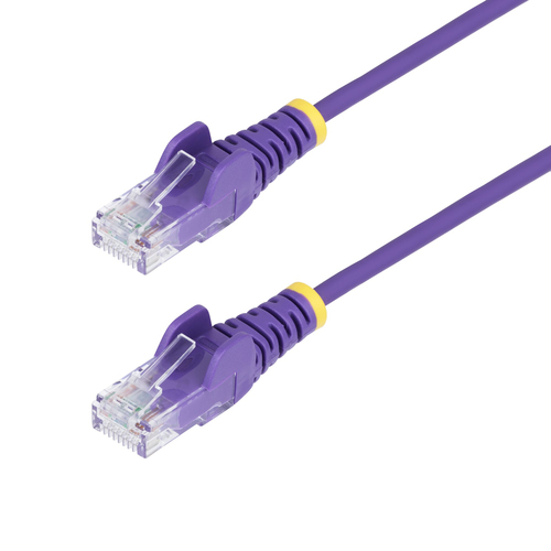 StarTech.com 1.5m Purple Slim CAT6 Ethernet Cable, Snagless, 100W PoE, UTP, LSZH, 28AWG Pure Bare Copper Wire, Slim RJ45 Network Patch Cord w/Strain Reliefs, Individually Tested