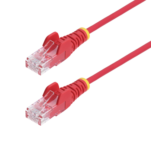 StarTech.com 1m Red Slim CAT6 Ethernet Cable, Snagless, 100W PoE, UTP, LSZH, 28AWG Pure Bare Copper Wire, Slim RJ45 Network Patch Cord w/Strain Reliefs, Individually Tested