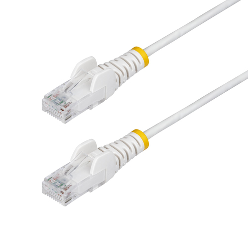 StarTech.com 2.5m White Slim CAT6 Ethernet Cable, Snagless, 100W PoE, UTP, LSZH, 28AWG Pure Bare Copper Wire, Slim RJ45 Network Patch Cord w/Strain Reliefs, Individually Tested