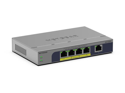 NETGEAR GS105PP Unmanaged Gigabit Ethernet (10/100/1000) Power over Ethernet (PoE) Desktop/Wall-Mounting Grey