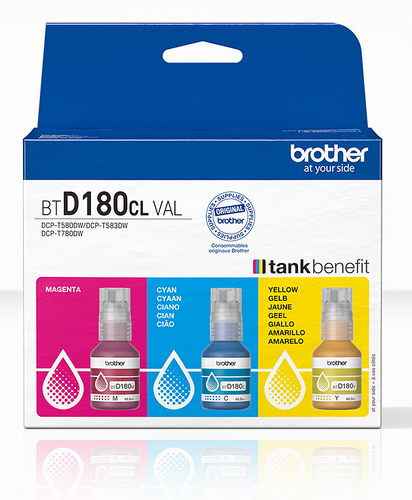 Brother BTD180CLVAL Coloured Multipack Ink Bottles
