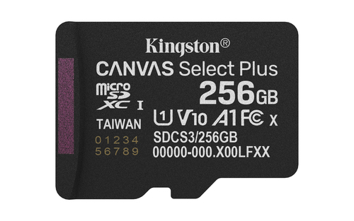 Kingston Technology 256GB micSDXC Canvas Select Plus Gen3 150R A1 Single Pack w/o ADP